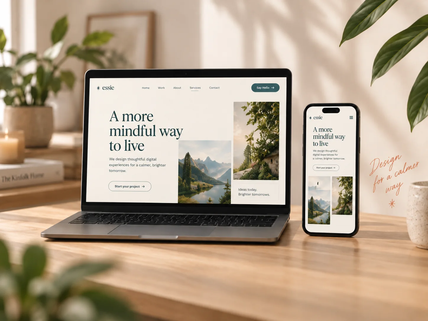 Responsive landing page shown on laptop and smartphone